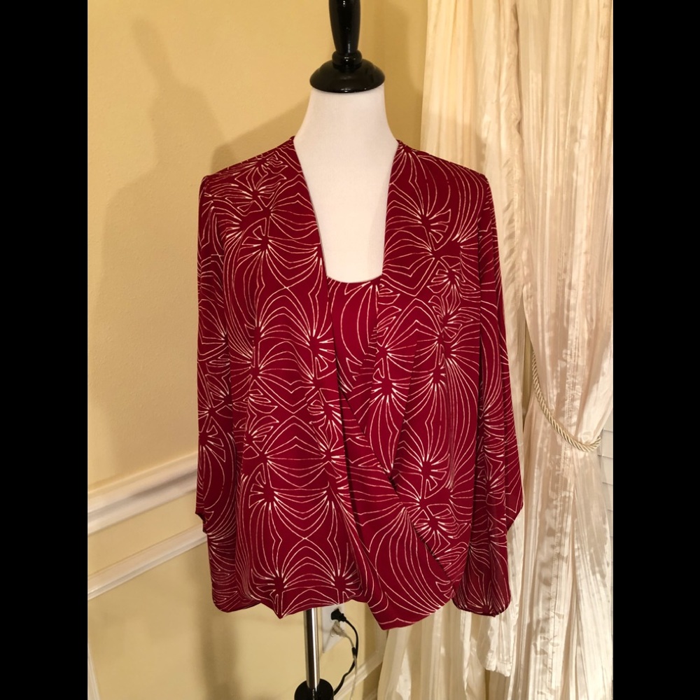 Alfani Red Faux Wrap Blouse NWOT